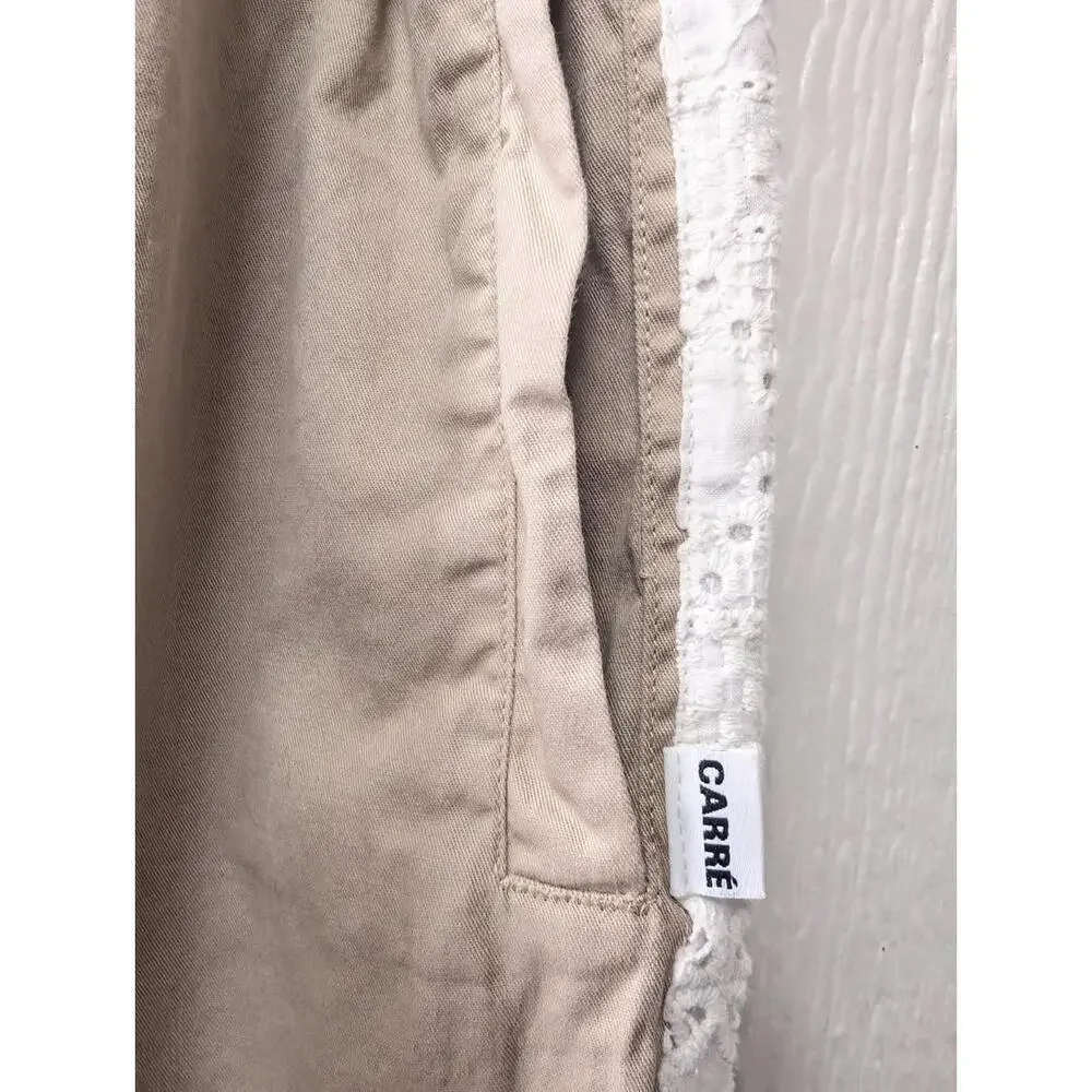 Carre Bandana Lace Pants In Stone Khaki Crochet Joggers 100% Cotton Men's XL